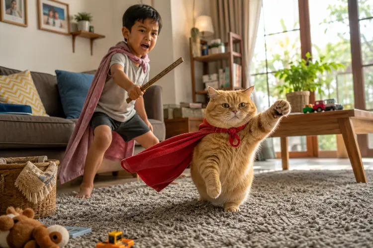 Saat Kucing Gemuk Jadi Superhero